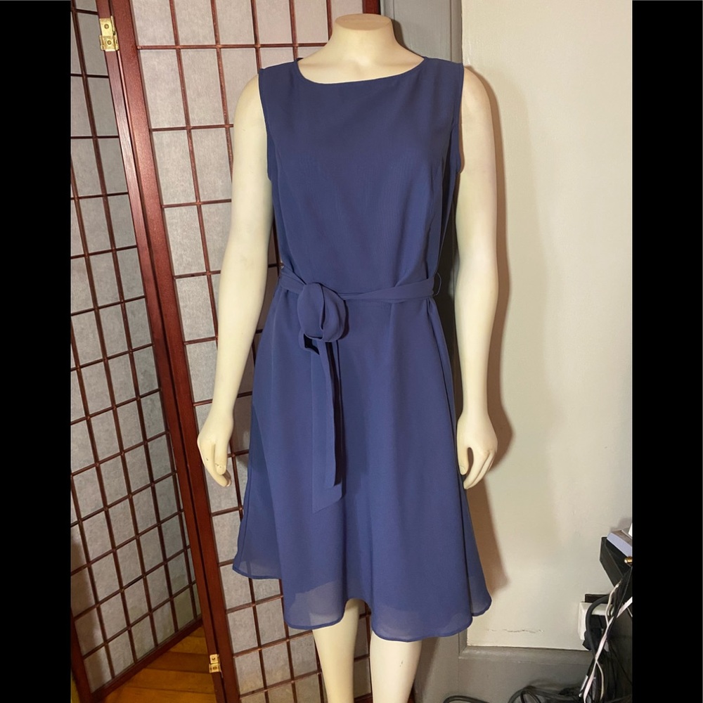 Violet sleeveless dress with sash. Size 10